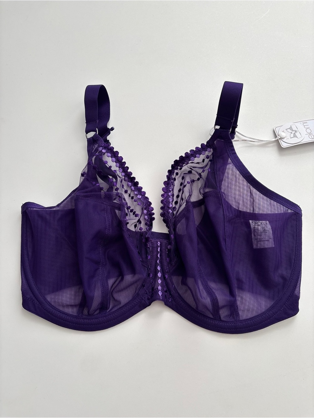 Elomi Nwt Matilda Full Figure Underwire No Padding Bra EL8900 Iris Purple US 36L